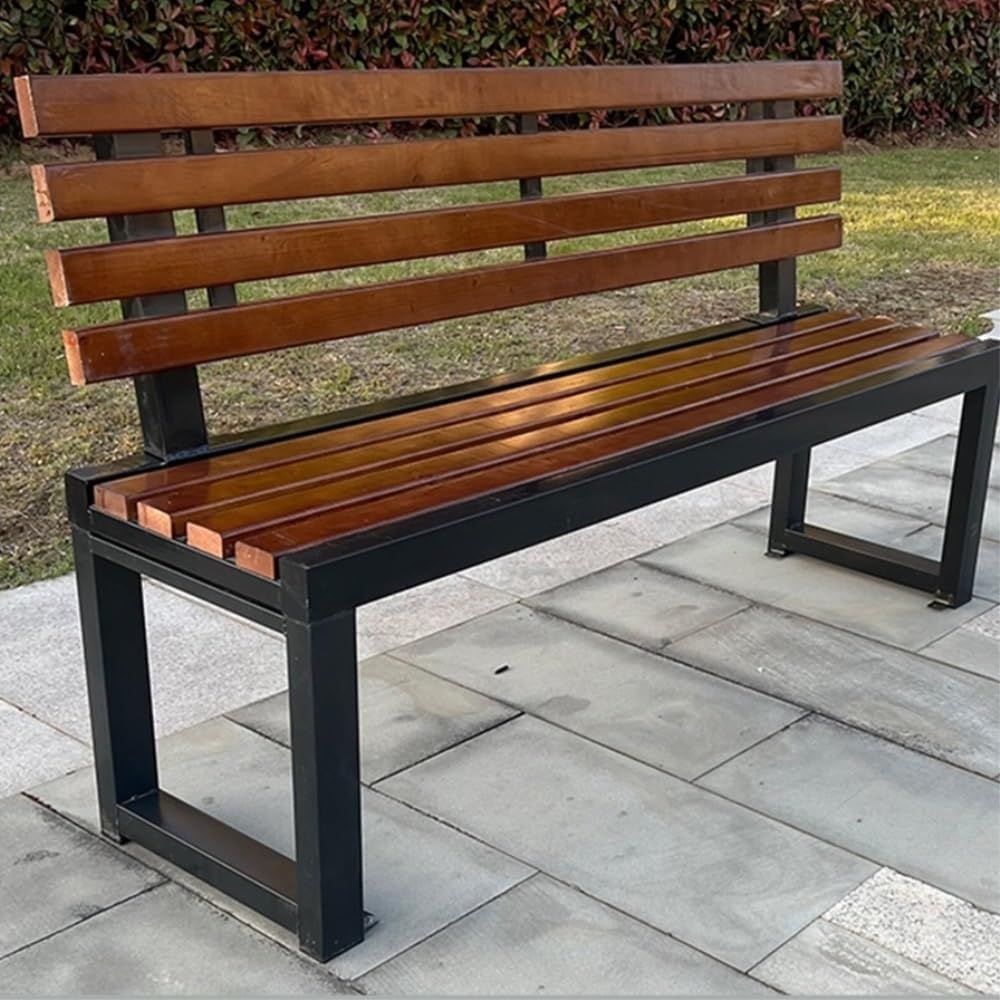 Outdoor Bench, Heavy Duty Metal Outdoor Bench With Backrest, 40-Inch Durable Garden Bench for Patio, Park, Porch, Yard, Church, School, Shopping Mall, Store - 100cm/40in Garden Bench(Large)