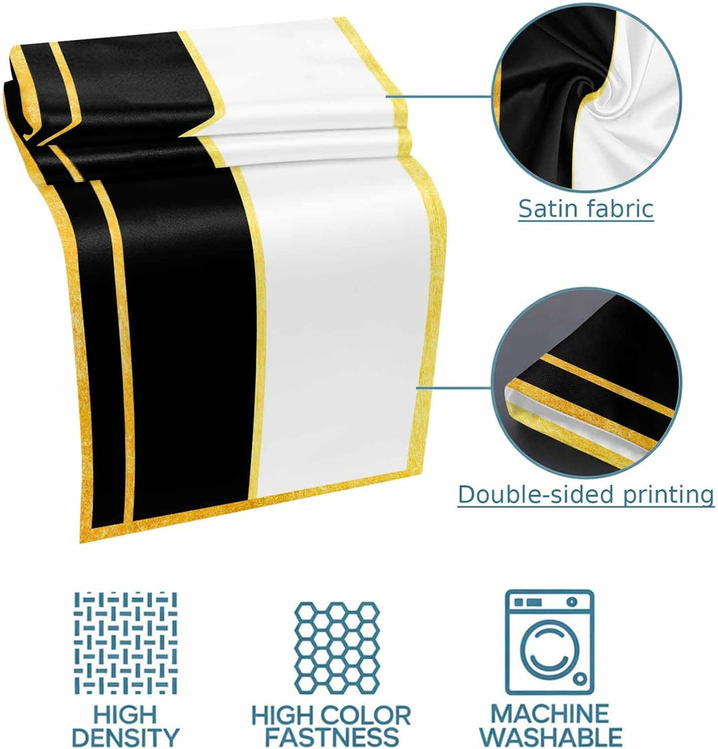Modern Black Gold Bed Runners for Queen Size Beds, Decorative Bed Throws for Foot of Beds, Luxury Bedding Protector Slipcover Minimalist Geometric Yellow Striped Hotel Bedrunners & Scarves, 94"x20"