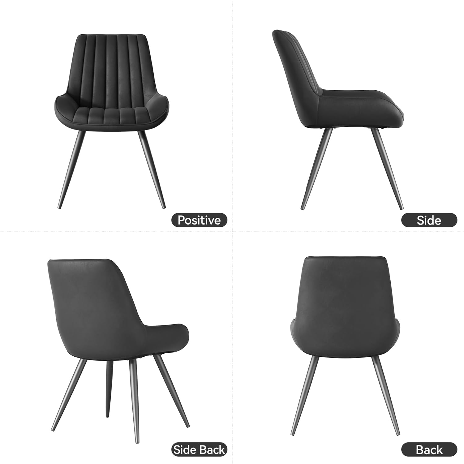Nebuaegis Modern Dining Chairs Set of 6,Upholstered Dining Room Chairs with Thick Cushions,Fabric Comfy Dining Chairs with Metal Legs for Dining Room Black