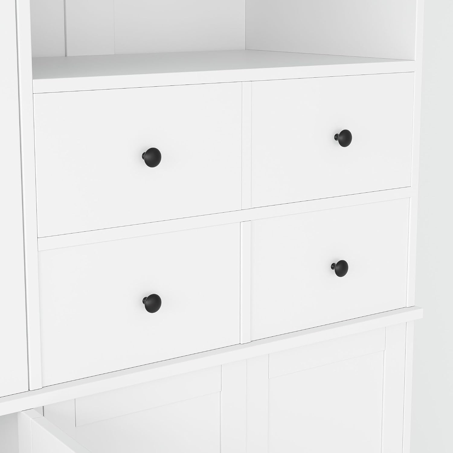 75in Tall Kitchen Pantry Cabinets with Drawers, Large Pantry Storage Cabinet with Adjustable Shelves & Doors, Freestanding Pantry Cabinet Cupboard for Dining Room Living Room (White, 75in)