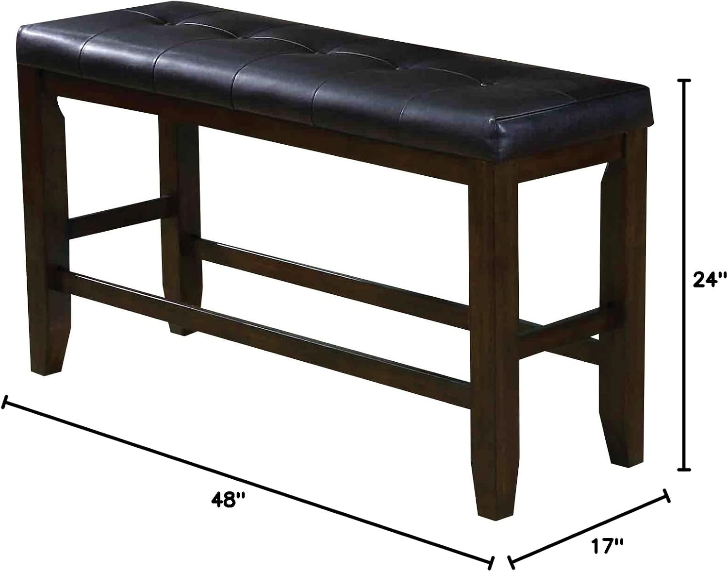 ACME Furniture bench, Black PU & Espresso