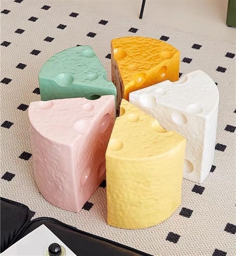 Creative Coffee Table Cheese-Shaped Triangle Resin Side Table Multifunctional Sofa Stool Nightstand for Small Living Room Long-Lasting(Purple,L)