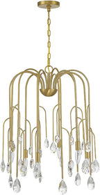 Savoy House 1-6686-6-127 Anholt Art Deco-Inspired Modern Vintage Clear Crystal Drop Chandelier, 6-Light 360 Total Watts, 28" H x 23" W, Noble Brass