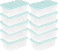 Sterilite Set of 10 Storage Boxes, Clear Plastic Stackable Containers, Lightweight Home Organizers with Snap Lids, 6 Quart, Mindful Mint