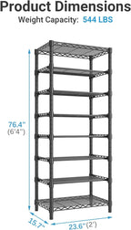 VIPEK S1 Shoe Rack, 8-Tier Metal Durable Shoe Organizer, Heavy Duty Large Capacity Up to 24 Pairs, Adjustable & Detachable Shoe Shelves for Entryway/Bedroom/Closet, Holds Up to 544 lbs, Black