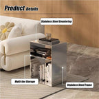 3-Layer Metal Storage Side Table, Square Sofa Side Tables, Simple End Table, Small Accent Tables for Living Room, Bedroom