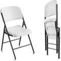 Elevon Folding Chairs Heavy Duty Plastic Chairs with 350-Pound Capacity for Home Office Camping Kitchen Dining Wedding Party Event Picnic, White, 2-Pack