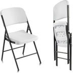 Elevon Folding Chairs Heavy Duty Plastic Chairs with 350-Pound Capacity for Home Office Camping Kitchen Dining Wedding Party Event Picnic, White, 2-Pack