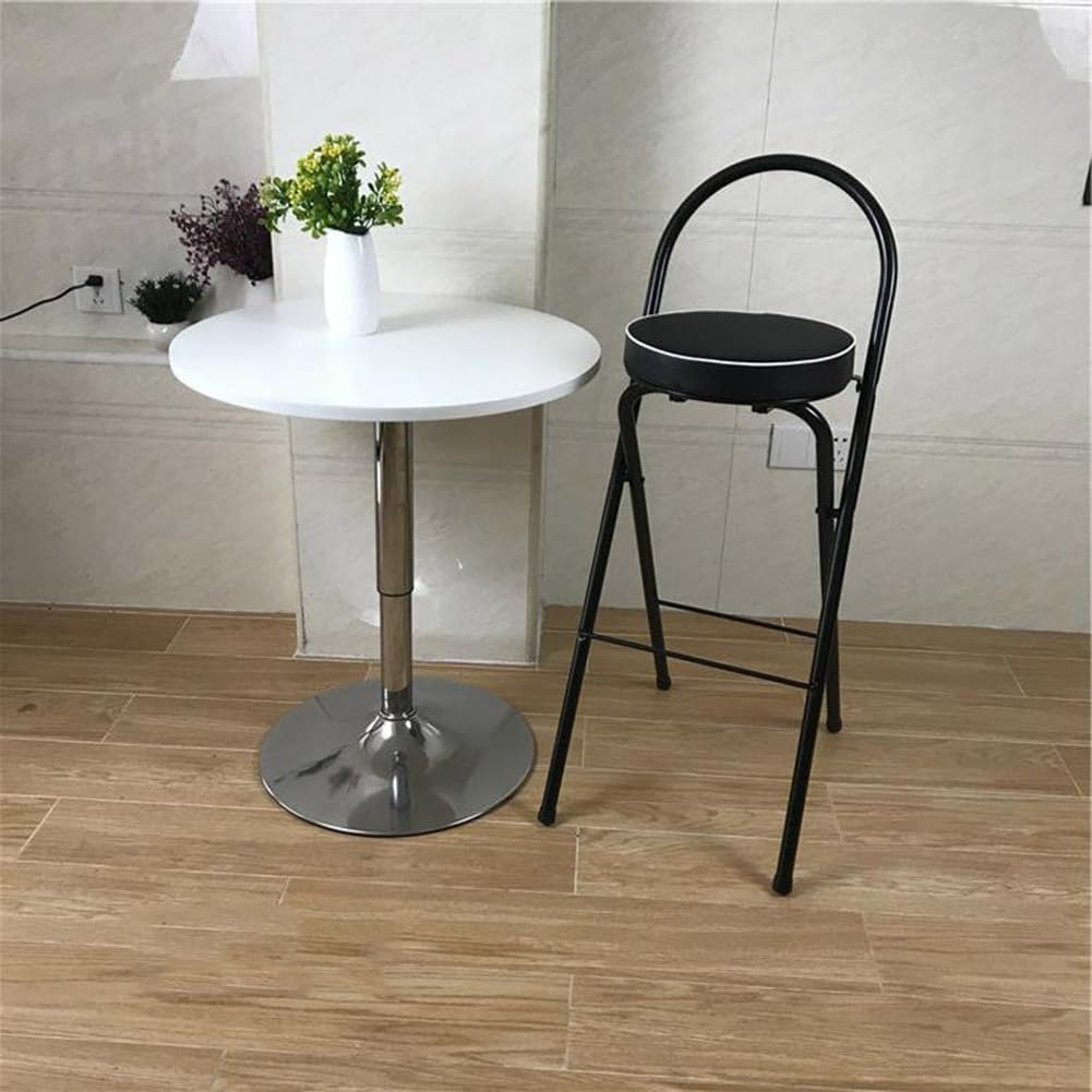 Folding Breakfast Bar Stool, 26/28/30" Tall Chair with Padded Seat, Portable Round Counter Height Stool with Backrest, Foldable Stool for Adults Outdoor Indoor ( Color : Black 1 pc , Size : 75cm/30" )