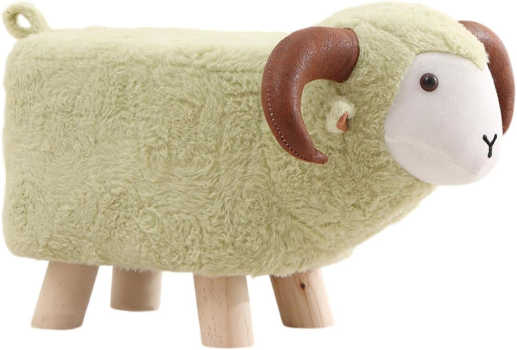 Animal Footstool Footrest Ottoman Soft Non Slip Feet Multifunctional Home Decor Kids Stool for Playroom Indoor Living Rooms, Green