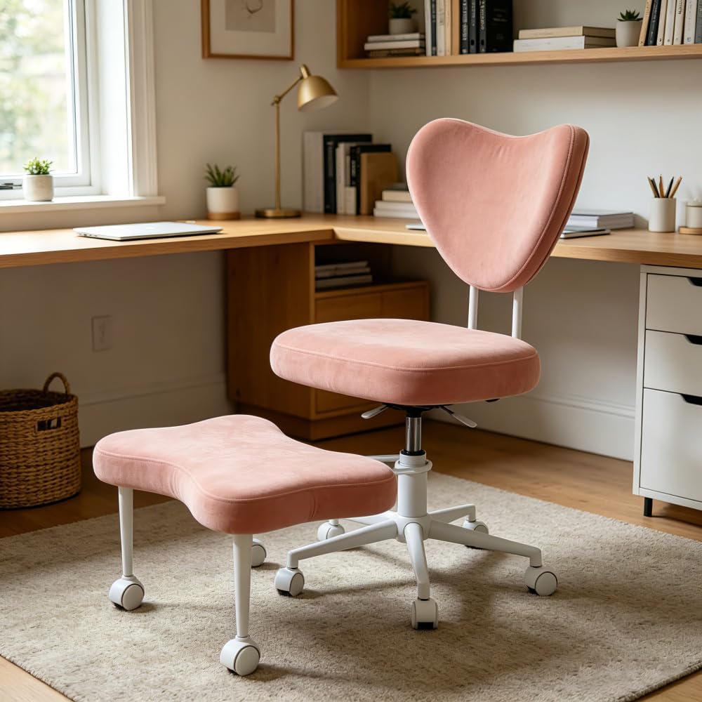 Meditation Chair, an Ergonomic Cross-Legged Seating Chair with Lumbar Support and a Height-Adjustable seat Cushion, Ideal for People Engaged in high-Intensity Office Work. Pink