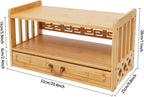 Meditation Storage Table, Altar Table with Drawer, Puja Table Perfect for Home Used, for Meditation Prayers, Desktop Organizer Bamboo Furniture, for Displaying Jars, Plants and Books (Wood Color)