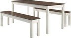 Furniture Dash - Wood Bench - Entryway Bench - Dining Bench - 53.15" W, 12.2" D, 17.72" H - 22lb - White Distressed