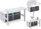 Delta Children MySize Kids Convertible Activity Bench - Greenguard Gold Certified, Bianca White