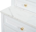 84'' Tall Kitchen Pantry, Storage Cabinet with 5 Storage Drawers and Adjustable Shelf, Anti-Tip Safety, Faux Marble Top Display Cupboard for Kitchen, Dining Room, Living Room, White