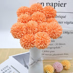 Artificial Flowers Chrysanthemum Ball Flowers 10pcs Bouquet for Autumn for Important People Glorious Moral for Home Office Coffee House Deco Parties and Wedding(Orange)