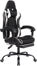 Gaming Chair, Computer Chair with Footrest and Lumbar Support,High Back Ergonomic Office Chair, Height Adjustable Game Chair with 360°-Swivel Seat and Headrest, for Office or Gaming (White)