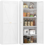 Extra Tall 2-Door Metal Storage Cabinet, 71-Inch Pantry Cabinet with Adjustable Shelves, 180 lbs Capacity, Large Steel Locker for Kitchen, Pantry, Utility Room