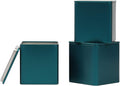 Square Tin Can Empty Cube Steel Box Storage Container kit 65mm Series for Treats, Gifts, Favors, Loose Tea, Coffee and Crafts, Emerald Green, 3S