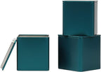 Square Tin Can Empty Cube Steel Box Storage Container kit 65mm Series for Treats, Gifts, Favors, Loose Tea, Coffee and Crafts, Emerald Green, 3S