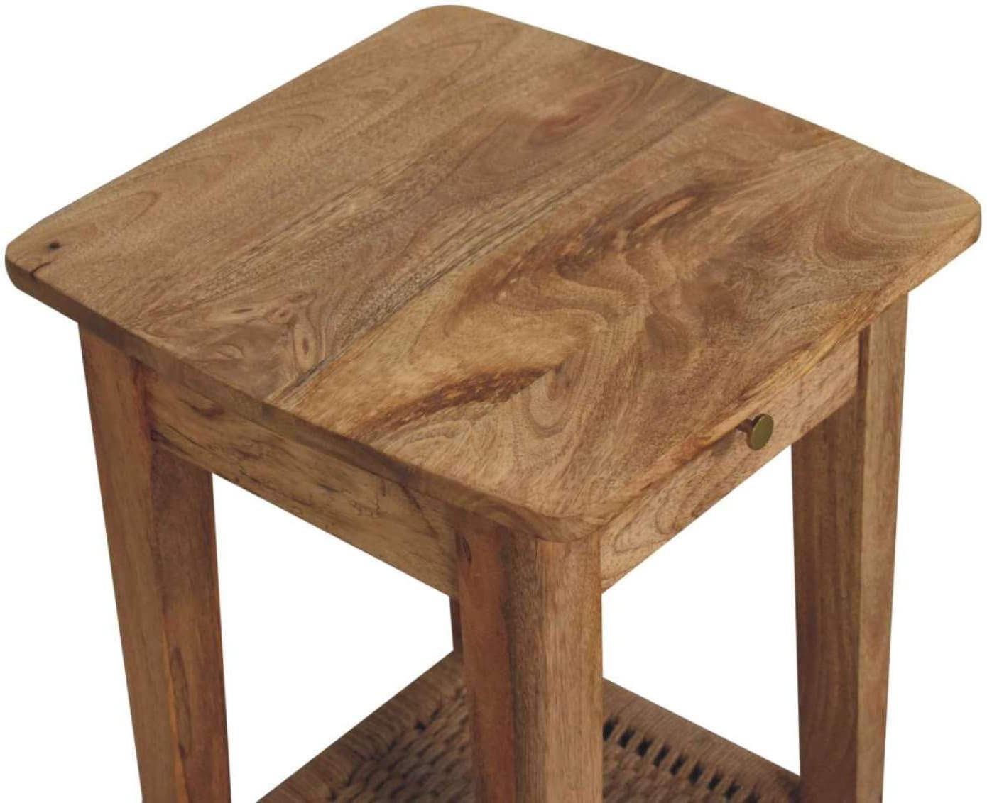 Rope End Table Solid Wood Brown Modern Storage Solution Versatile Room Use Simple and Modern