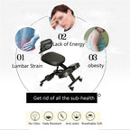Ergonomic Kneeling Chair with Adjustable Back Support & Wheels, Posture Correction Desk Chair for Home Office to Relieve Back Pain