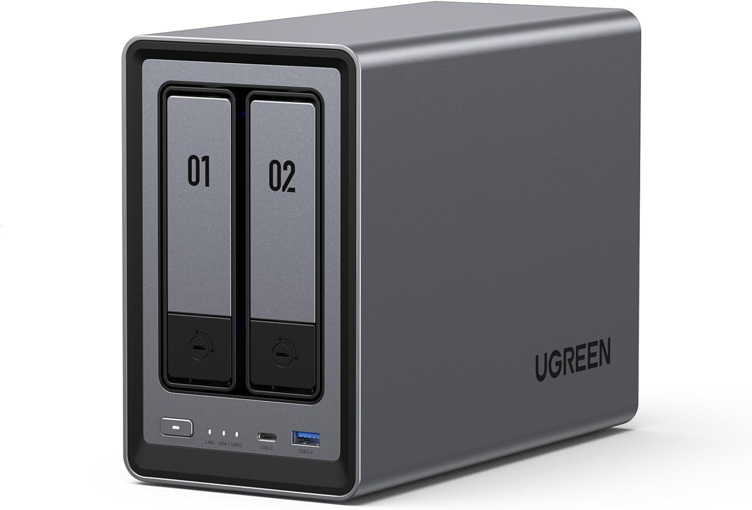 UGREEN NAS DXP2800 2-Bay Desktop Network Attached Storage, Intel N100 Quad-Core CPU, 8GB DDR5 RAM, 2.5GbE, 2X M.2 NVMe Slots, 4K HDMI, Ideal for Content Creators and Enthusiasts (Diskless)