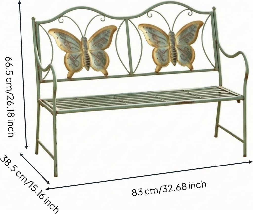 Butterfly Back Bench Curved Armrests Butterfly Bench Scrollwork for Children