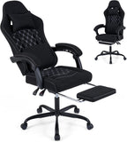 Goplus Gaming Chair, Ergonomic Office Chair with Foot Rest, Lumbar Support, Linkage Armrests, Detachable Headrest, 360°Swivel Computer Chair w/Adjustable Backrest & Height, 330 lbs Capacity (Black)