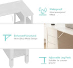 Lufeiya White L Shaped Computer Desk with Drawers & Storage Shelves, 47 Inch Corner Reversible Desk with Power Outlet for Home Office Bedroom, L-Shaped Teen PC Desks with Fabric Drawer, White