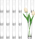 Fixwal 15 Pack Glass Cylinder Bud Flower Vases for Centerpieces Clear Small Glass Vases for Wedding Decorations,Handmade Clear Glass Vases for Party Decor,Cylinder Vases in Bulk for Home Decor