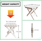 Outdoor Side Table, No Assembly Folding Wooden End Table for Outside or Indoor, Small Patio Tables for Camping, Pool, Bathroom, Backyard and Porch (White)