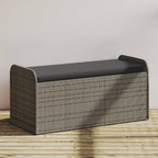 Poly Rattan Patio Storage Bench with Cushion, 45.3 Inch Outdoor Seat with Water-Proof Bag and Gas Spring Lid