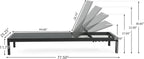 Outdoor Chaise Lounge Chair Set of 2, Aluminum Adjustable Outside Chair for Pool Patio Beach Yard, All Weather Use UV Resistant 400lbs Weight Capacity, Black