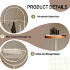 Metal hall tree, Coat Rack Freestanding with multi-tier organizer, Sturdy Coat Tree, Modern Coat Hanger Stand for Entryway, Living Room, Bedroom,Office(White)