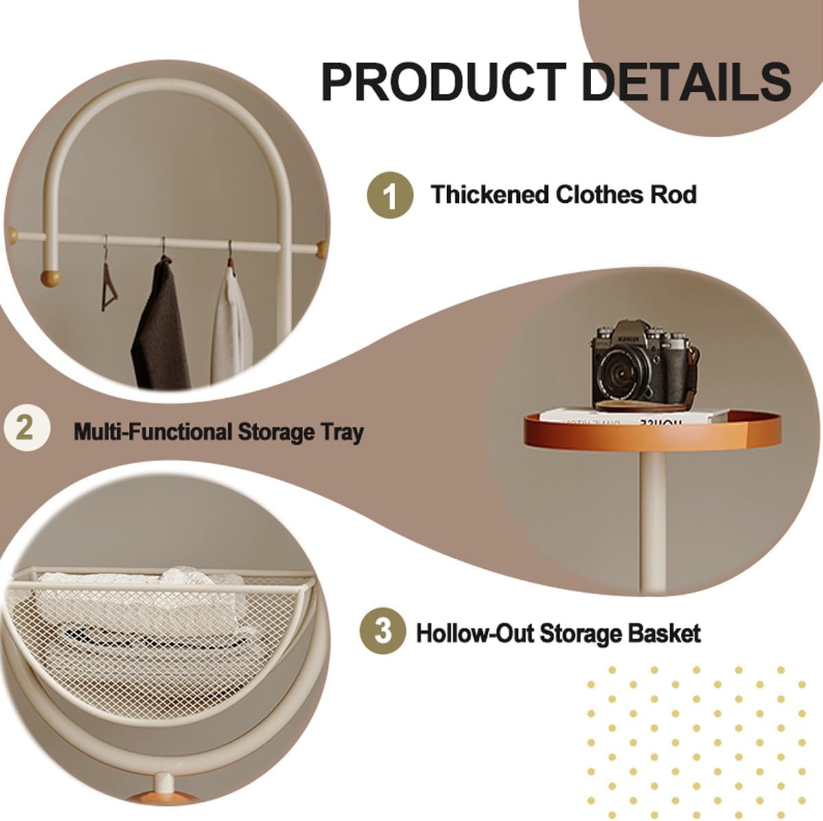Metal hall tree, Coat Rack Freestanding with multi-tier organizer, Sturdy Coat Tree, Modern Coat Hanger Stand for Entryway, Living Room, Bedroom,Office(White)