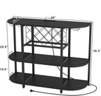 ZOPEND Wine Cabinet Coffee Table with Power Socket and LED Light, Three Tiers Coffee Bar Table Wine Rack Liqour Bar with Large Storage for Home Kitchen (Black)