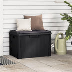 Patio Storage Box with Seat Cushion Anthracite 33 Gallon Resin Rattan Deck Chest Bench for Garden Yard Porch Backyard Pool Outdoor Weather Resistant Lockable Container