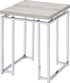 End Table Natural Oak Living1pc Chrome Frame Side Table