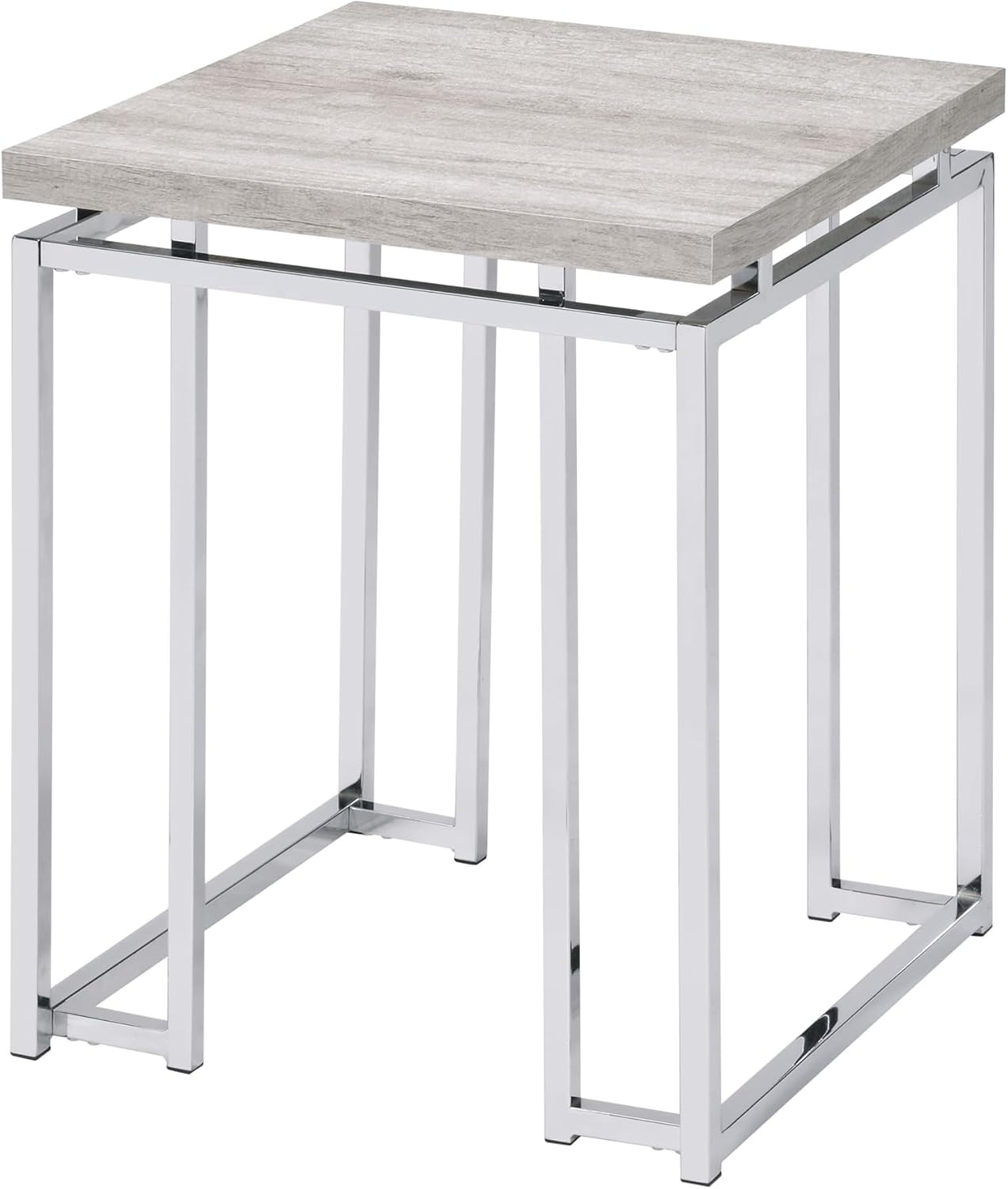 End Table Natural Oak Living1pc Chrome Frame Side Table