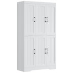 IRONCK Kitchen Pantry Storage Cabinet, Modern Food Pantries with 12 Shelves, 2 Door Racks, Adjustable Shelves, Freestanding Cupboard for Kitchen, Dining Room, White