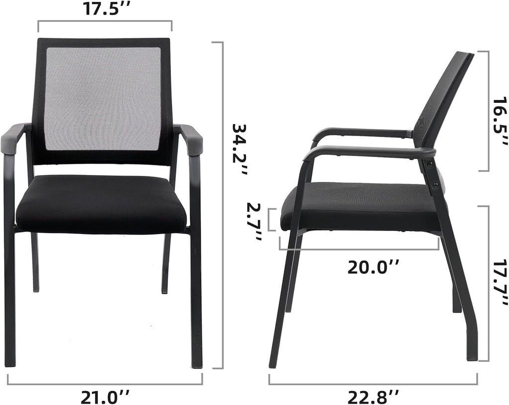 KLASIKA Desk Chair No Wheels, Arm Chair with Ergonomic Lumbar Support and Thickened Seats Cushion, Waiting Room Chairs for Office School Church Guest Reception, 8 Pack Black