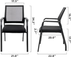 KLASIKA Desk Chair No Wheels, Arm Chair with Ergonomic Lumbar Support and Thickened Seats Cushion, Waiting Room Chairs for Office School Church Guest Reception, 8 Pack Black