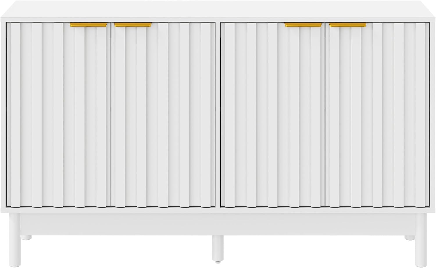 RoyalCraft White Buffet Cabinet with Storage, 55" Fluted Sideboard Buffet Cabinet with 100lbs Load Capacity, Modern Coffee Bar Cabinet with Solid Legs & Adjustable Shelves for Dining Room, Kitchen