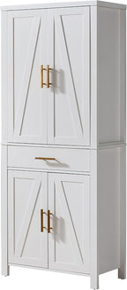 Kings Brand Furniture - 72" Freestanding Kitchen Pantry Storage Cabinet Cupboard with Doors Adjustable Shelves & Drawer, White
