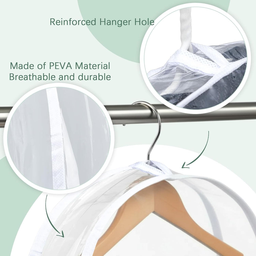 Patelai 8 Pcs 2" Gusseted Shoulder Covers for Hanging Clothes 24" x 12" Plastic Garment Dust Covers Protectors for Closet Storage Suit, Coats, Jackets, Dress Closet Storage (Transparent)