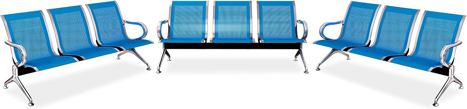 Kinfant Set of 3 Office Chair - 3-Seat Reception Guest Chairs Waiting Room Bench for Airport Hospital Bank Salon Barber Hall Room Conference