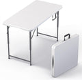 4 Feet Folding Table Adjustable Height with Carry Handle, Steel Legs | Heavy Duty | Lightweight Portable | Perfect for Party, Dining, Wedding, Events, Picnic Indoor, Outdoor, Camping, Utility-10P