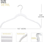 ManGotree Velvet Shirt Hangers for Women, 16.5'' Suit Hangers with Shoulder Groove, Non-Slip Dress Clothes Hanger for Coats, Tank Tops, Shirts, Blouses, Shorts (22 Pack, White)