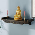 Chinese Personal Buddha Niches Shrine Meditation Table, Bamboo Meditation Altar Table Buddhist Prayer Altar Cabinet for Small Spaces(Brown A,66cm/26in)